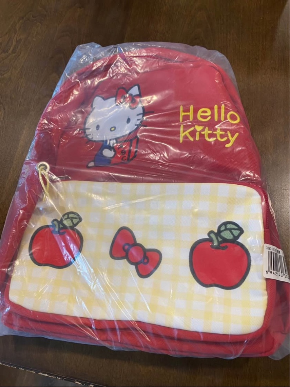 Hello Kitty Red Kids Backpack with Apple & Bow Front Pocket